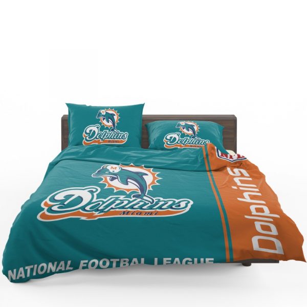 NFL Miami Dolphins Duvet Cover and Pillowcase Set Bedding Set