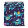 Night Star Unicorn Pattern Print Duvet Cover and Pillowcase Set Bedding Set