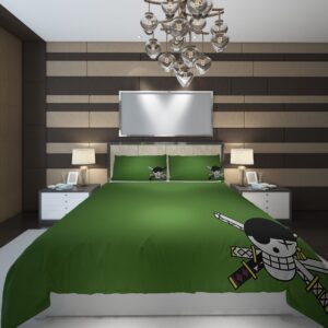 One Piece Logo Zoro Duvet Cover and Pillowcase Set Bedding Set