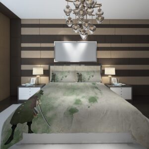 One Piece Minimal Zoro Duvet Cover and Pillowcase Set Bedding Set