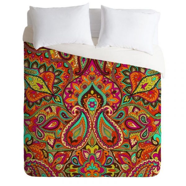 Paisley Orange Duvet Cover and Pillowcase Set Bedding Set