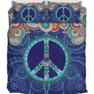 Peace Mandala Blue Duver Duvet Cover and Pillowcase Set Bedding Set