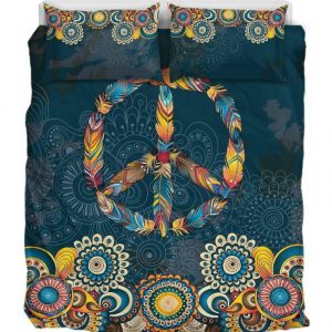 Peace Mandala Navy Duver Duvet Cover and Pillowcase Set Bedding Set