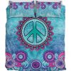 Peace Mandala Turquoise Duver Duvet Cover and Pillowcase Set Bedding Set 885