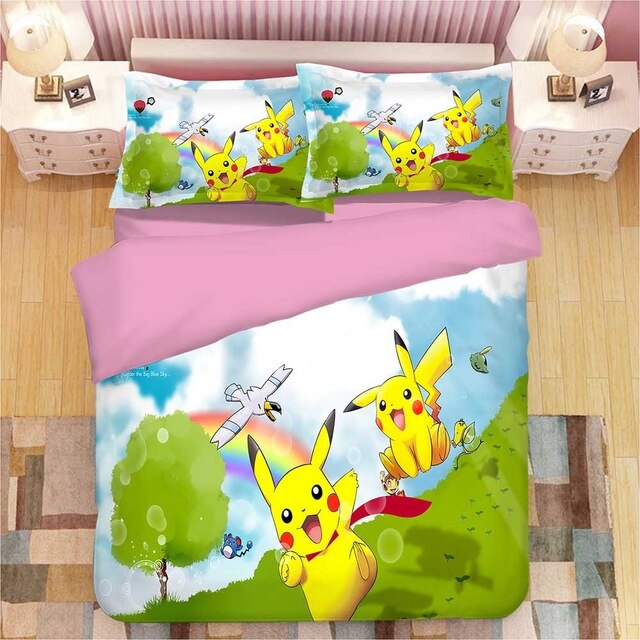 Pikachu Pokemon 2213 Duvet Cover and Pillowcase Set Bedding Set