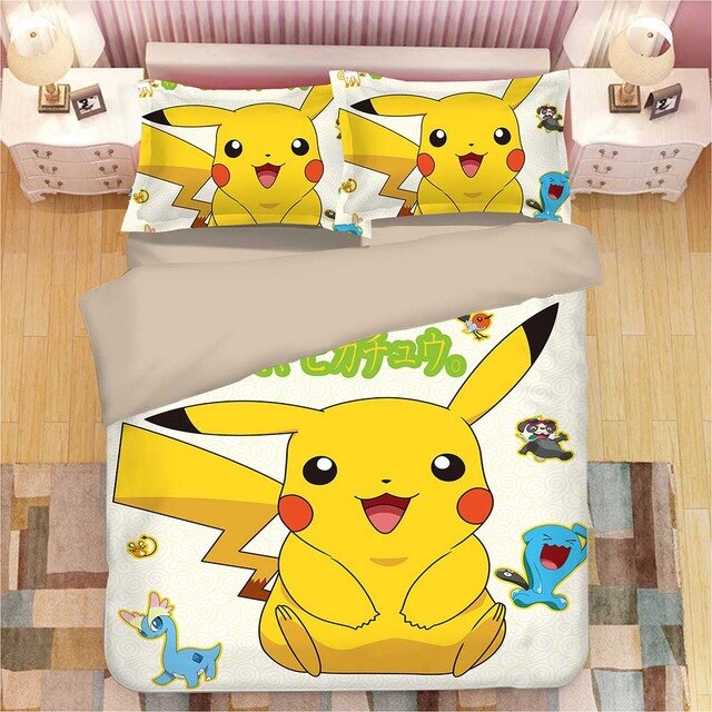 Pikachu Pokemon 2219 Duvet Cover and Pillowcase Set Bedding Set