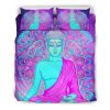 Purple And Teal Buddha Print Duvet Cover and Pillowcase Set Bedding Set