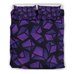Purple Crystal Cosmic Galaxy Space Print Duvet Cover and Pillowcase Set Bedding Set