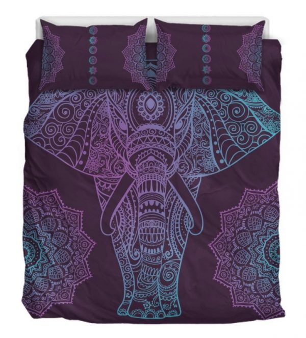 Purple Elephant Duver Duvet Cover and Pillowcase Set Bedding Set