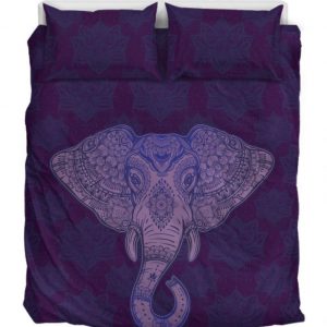 Purple Elephant Lotus Duver Duvet Cover and Pillowcase Set Bedding Set