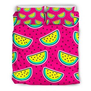 Purple Fancy Watermelon Pattern Print Duvet Cover and Pillowcase Set Bedding Set