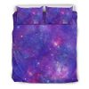 Purple Stardust Cloud Galaxy Space Print Duvet Cover and Pillowcase Set Bedding Set