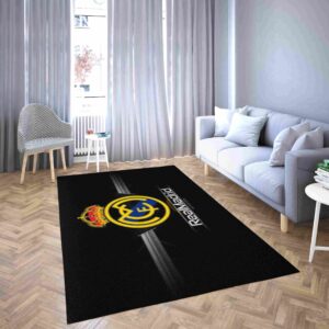 Real Madrid Football Club Black Background Carpet Living Room Rugs