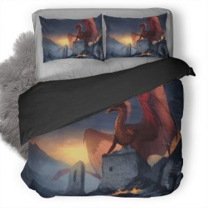 Red Dragon Fantasy Ah Duvet Cover and Pillowcase Set Bedding Set