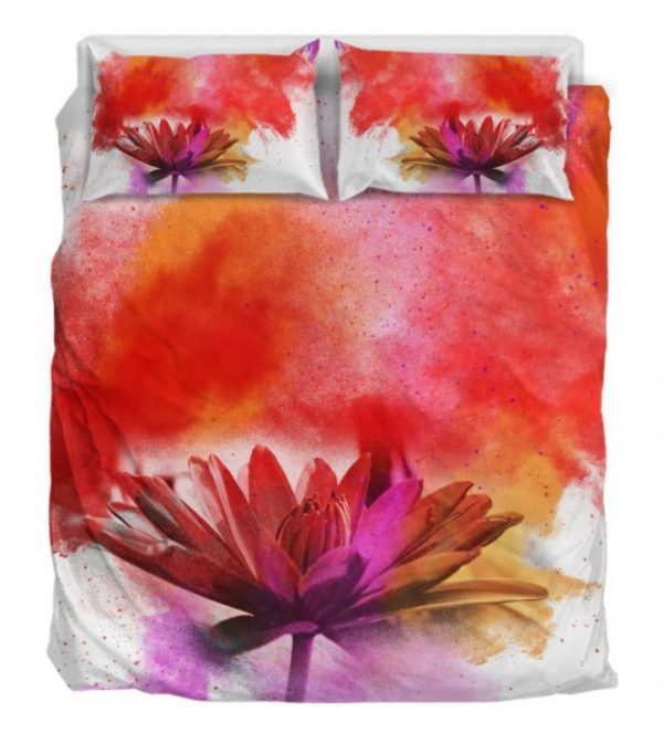 Red Flower Duver Duvet Cover and Pillowcase Set Bedding Set