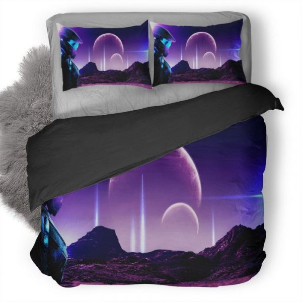 Retro Halo Space Suit Scifi Y8 Duvet Cover and Pillowcase Set Bedding Set