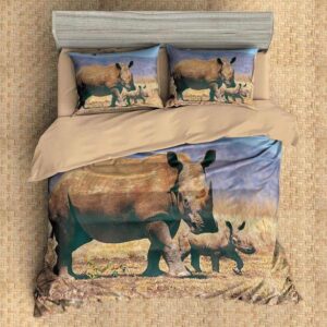 Rhinoceros Duvet Cover and Pillowcase Set Bedding Set