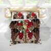 Rose Skull Duvet Cover and Pillowcase Set Bedding Set