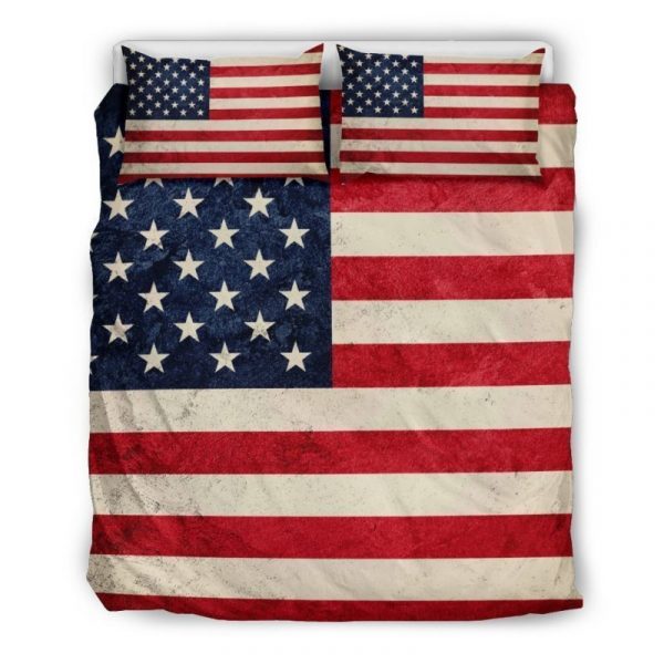 Rough American Flag Patriotic Duvet Cover and Pillowcase Set Bedding Set