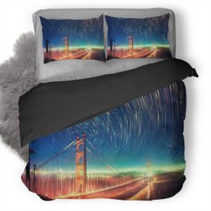 San Francisco Bridge Infinite Lights Artwork N6 Duvet Cover and Pillowcase Set Bedding Set