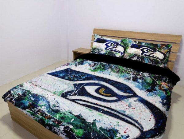 Seattle Seahawks Duvet Cover and Pillowcase Set Bedding Set 1056