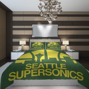 Seattle Supersonics Duvet Cover and Pillowcase Set Bedding Set