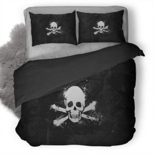 Skull Black And White Duvet Cover and Pillowcase Set Bedding Set