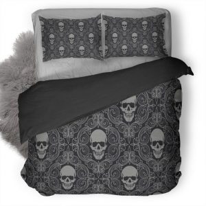 Skull Tiles Background Img Duvet Cover and Pillowcase Set Bedding Set