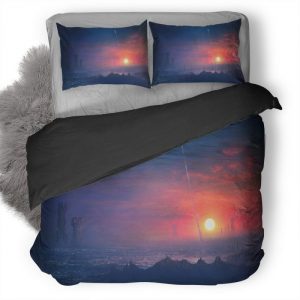 Smoke And Neon City Dj Duvet Cover and Pillowcase Set Bedding Set
