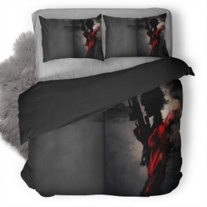 Sniper Artwork Dark Red Ca Duvet Cover and Pillowcase Set Bedding Set