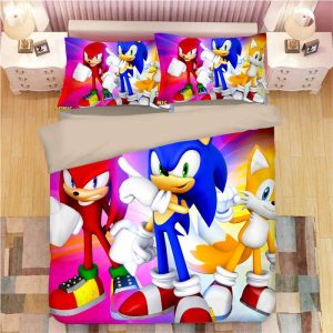 Sonic Knuckles The Hedgehog Game Duver Duvet Cover and Pillowcase Set Bedding Set