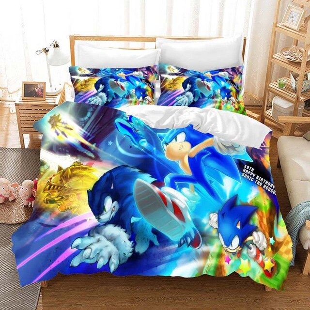 Sonic Shadow , Silver The Hedgehog Game Duver Duvet Cover and Pillowcase  Set Bedding Set