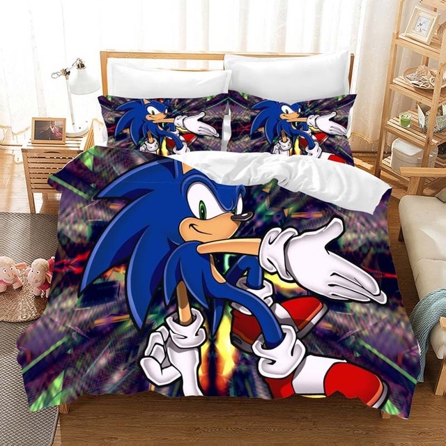 Sonic Shadow , Silver The Hedgehog Game Duver Duvet Cover and Pillowcase  Set Bedding Set