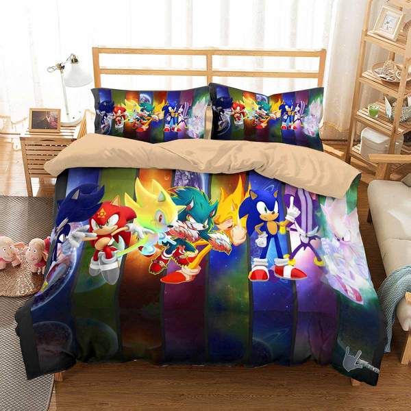 Sonic Shadow , Silver The Hedgehog Game Duver Duvet Cover and Pillowcase  Set Bedding Set