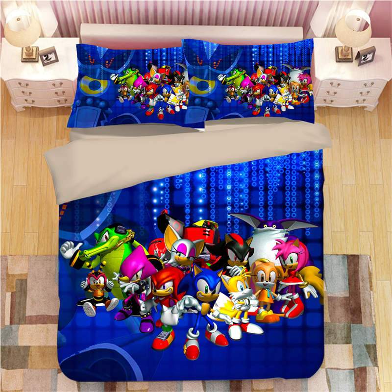 SOEWBBER Jogo de cama Sonic The Hedgehog impresso em 3D conjunto