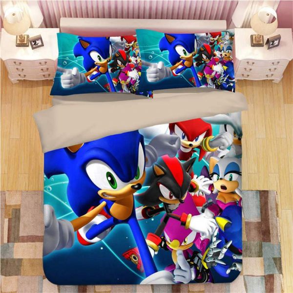 Sonic The Hedgehog Game Duver Duvet Cover and Pillowcase Set Bedding Set 861
