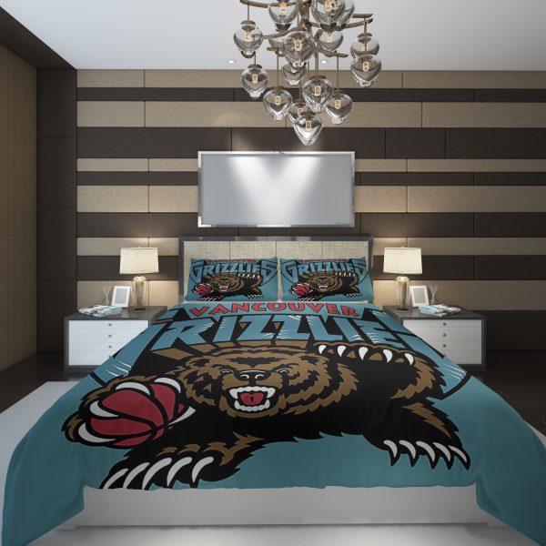 Sports Illustration Cartoon Basketball Nba Vancouver 236583 Duvet Cover and Pillowcase Set Bedding Set 1117