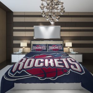 Sports Illustration Logo Basketball Rocket Brand Duvet Cover and Pillowcase Set Bedding Set