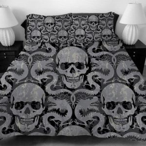 Sugar Dragon Skull Duvet Cover and Pillowcase Set Bedding Set