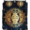 Sun Moon Gold Duver Duvet Cover and Pillowcase Set Bedding Set