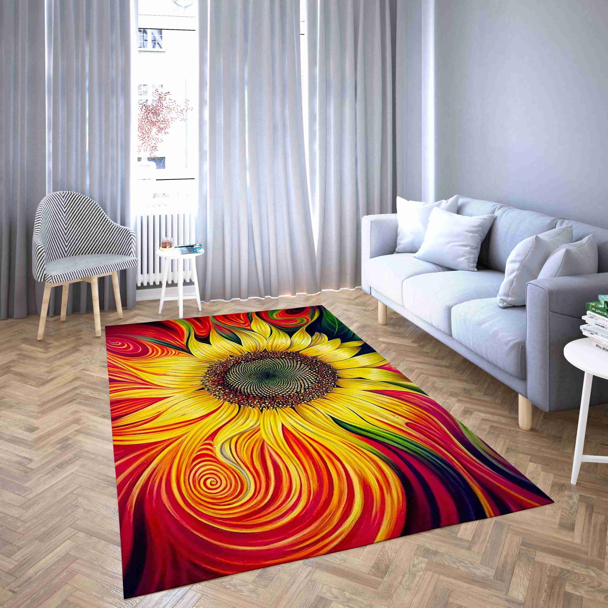 Sunflower Paintings Living Room Rug Carpet