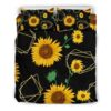 Sunflower Polygonal Pattern Print Duvet Cover and Pillowcase Set Bedding Set