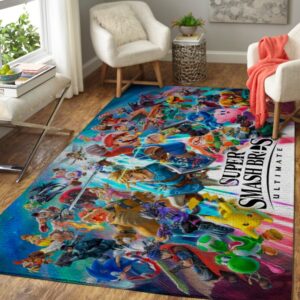 Super Smash Bros Ultimate Characters Game Living Room Rug Carpet