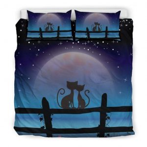 Sweet Cats Sitting On A Fence Duvet Cover and Pillowcase Set Bedding Set
