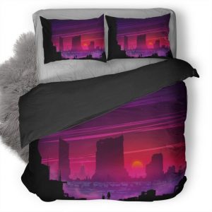 Synthwave Future Scifi Yn Duvet Cover and Pillowcase Set Bedding Set