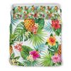 Tropical Aloha Pineapple Pattern Print Duvet Cover and Pillowcase Set Bedding Set