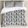 Vintage Roses And Crossbones Duvet Cover and Pillowcase Set Bedding Set