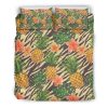 Vintage Zebra Pineapple Pattern Print Duvet Cover and Pillowcase Set Bedding Set