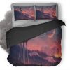 Watchtower Clouds Forest Mountain Landscape Digital Art 20 Duvet Cover and Pillowcase Set Bedding Set