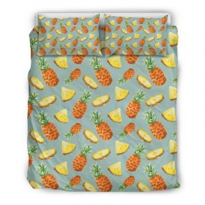 Watercolor Pineapple Pattern Print Duvet Cover and Pillowcase Set Bedding Set